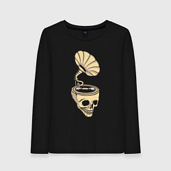 Лонгслив хлопковый женский Skull vinyl, цвет: черный