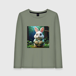 Лонгслив хлопковый женский Зайчик в одежде, цвет: авокадо
