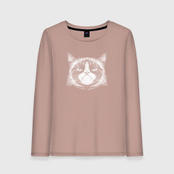 Лонгслив хлопковый женский Мем Grumpy cat, цвет: пыльно-розовый