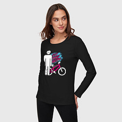 Лонгслив хлопковый женский Sports mechanics Bicyclist, цвет: черный — фото 2