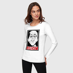 Лонгслив хлопковый женский Эйкити Онидзука преподаватель мем, цвет: белый — фото 2