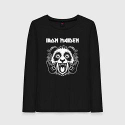 Лонгслив хлопковый женский Iron Maiden rock panda, цвет: черный