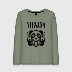 Лонгслив хлопковый женский Nirvana - rock panda, цвет: авокадо