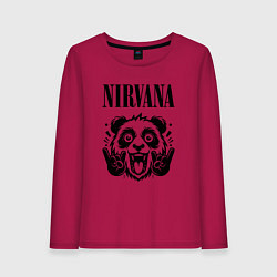 Лонгслив хлопковый женский Nirvana - rock panda, цвет: маджента