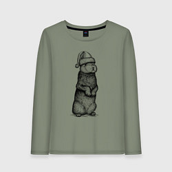 Лонгслив хлопковый женский Заяц Новый год, цвет: авокадо