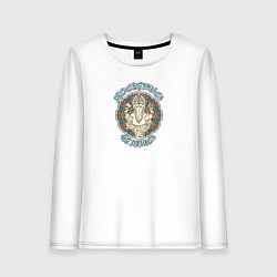 Лонгслив хлопковый женский Ганеша-просветлился не пались, цвет: белый