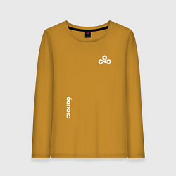 Лонгслив хлопковый женский Cloud9 - white logo, цвет: горчичный