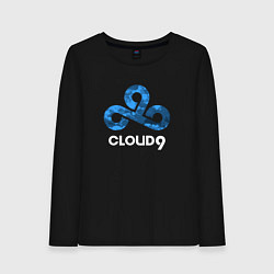 Лонгслив хлопковый женский Cloud9 - blue cloud logo, цвет: черный
