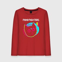 Лонгслив хлопковый женский Foo Fighters rock star cat, цвет: красный
