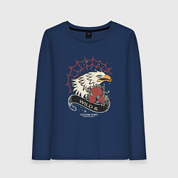 Лонгслив хлопковый женский Орёл дух свободы, цвет: тёмно-синий