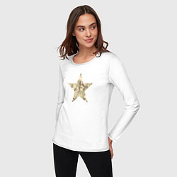 Лонгслив хлопковый женский Звезда камуфляж песочный, цвет: белый — фото 2