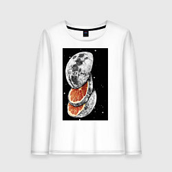 Лонгслив хлопковый женский Планета из фруктов, цвет: белый
