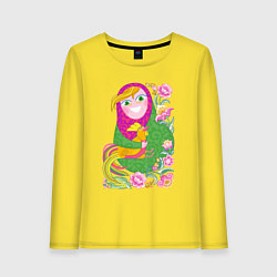 Женский лонгслив Матрешка и Петушок золотой гребешок