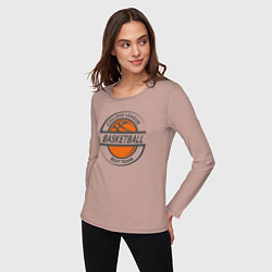 Лонгслив хлопковый женский Basketball best team, цвет: пыльно-розовый — фото 2