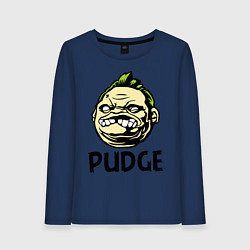 Лонгслив хлопковый женский Pudge Face, цвет: тёмно-синий