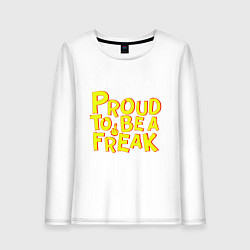 Лонгслив хлопковый женский Proud to be a freak, цвет: белый