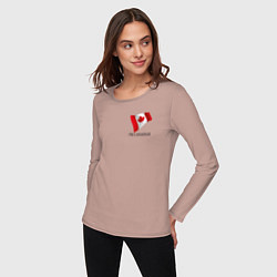 Лонгслив хлопковый женский Im Canadian - motto, цвет: пыльно-розовый — фото 2