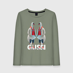 Лонгслив хлопковый женский Гусинная мода, цвет: авокадо