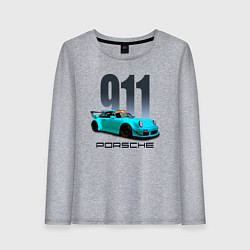 Лонгслив хлопковый женский Cпортивный автомобиль Porsche, цвет: меланж