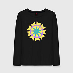 Лонгслив хлопковый женский Фигуры в круговом виде, цвет: черный