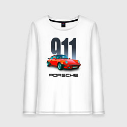 Лонгслив хлопковый женский Porsche 911 спортивный немецкий автомобиль, цвет: белый