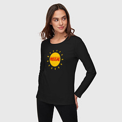 Лонгслив хлопковый женский Солнечное регги, цвет: черный — фото 2
