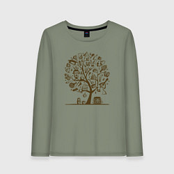 Лонгслив хлопковый женский Russian tree, цвет: авокадо