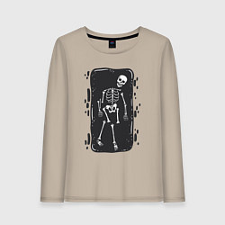 Лонгслив хлопковый женский Скелет в могиле, цвет: миндальный