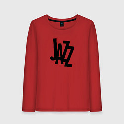 Лонгслив хлопковый женский Jazz retro in black, цвет: красный