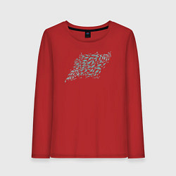 Лонгслив хлопковый женский Стая рыб, цвет: красный
