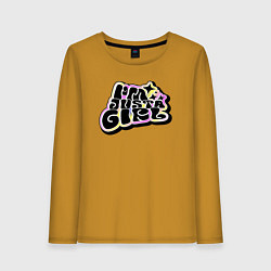Лонгслив хлопковый женский Im just a girl, цвет: горчичный