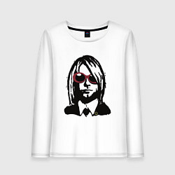 Лонгслив хлопковый женский Kurt Cobain Nirvana portrait, цвет: белый