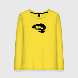 Лонгслив хлопковый женский Абстрактные губы, цвет: желтый