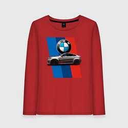 Лонгслив хлопковый женский Кроссовер BMW X6 M, цвет: красный