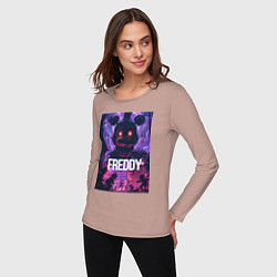 Лонгслив хлопковый женский Freddy - мишка Фредди, цвет: пыльно-розовый — фото 2