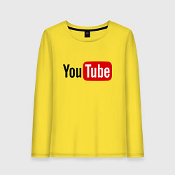Лонгслив хлопковый женский You tube logo, цвет: желтый