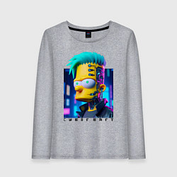 Лонгслив хлопковый женский Кибер Барт - нейросеть фантазия, цвет: меланж