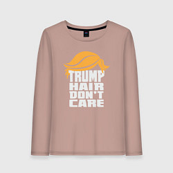 Лонгслив хлопковый женский Trump hair dont care, цвет: пыльно-розовый