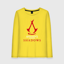 Лонгслив хлопковый женский Assassins creed shadows logo, цвет: желтый