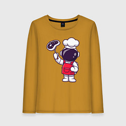 Лонгслив хлопковый женский Повар космонавт, цвет: горчичный