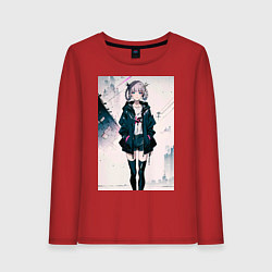 Лонгслив хлопковый женский Надзуна Нанакуса - Песнь ночных сов, цвет: красный