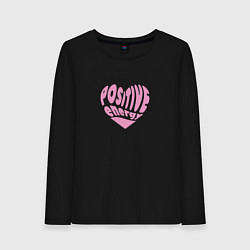Лонгслив хлопковый женский Розовое сердечко позитивная энергия в стиле y2k, цвет: черный