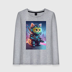 Лонгслив хлопковый женский Cool kitten - special cyberforces, цвет: меланж