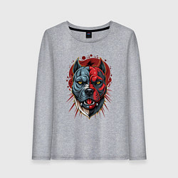 Женский лонгслив Свирепый питбуль голова