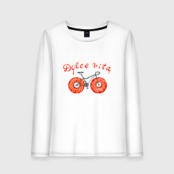 Лонгслив хлопковый женский Велосипед с пончиками - dolce vita, цвет: белый