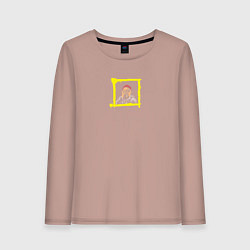 Лонгслив хлопковый женский Я смотрю вдаль, цвет: пыльно-розовый