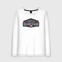 Лонгслив хлопковый женский Добро пожаловать в Майами, цвет: белый