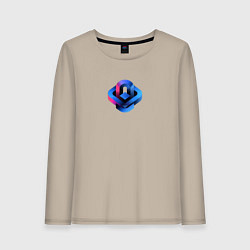 Лонгслив хлопковый женский Геометрия овалы, цвет: миндальный