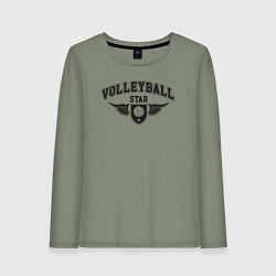 Лонгслив хлопковый женский Volleyball star, цвет: авокадо