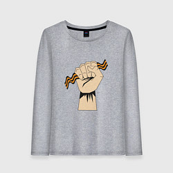 Лонгслив хлопковый женский День победы - 9 мая: Георгиевская ленточка, цвет: меланж